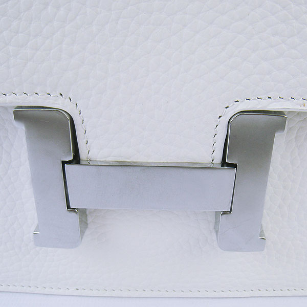 7A Hermes Oxhide Leather Message Bag White H017 - Click Image to Close